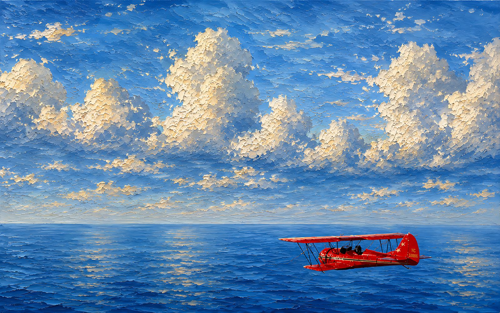 Seaplane — The Complete Collection — 4K impasto oil-painting desktop wallpaper