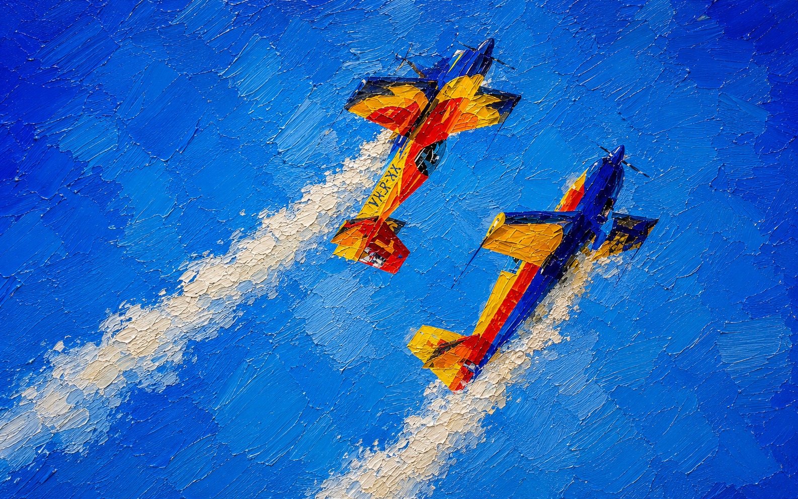 In The Air — The Complete Collection — 4K impasto oil-painting desktop wallpaper