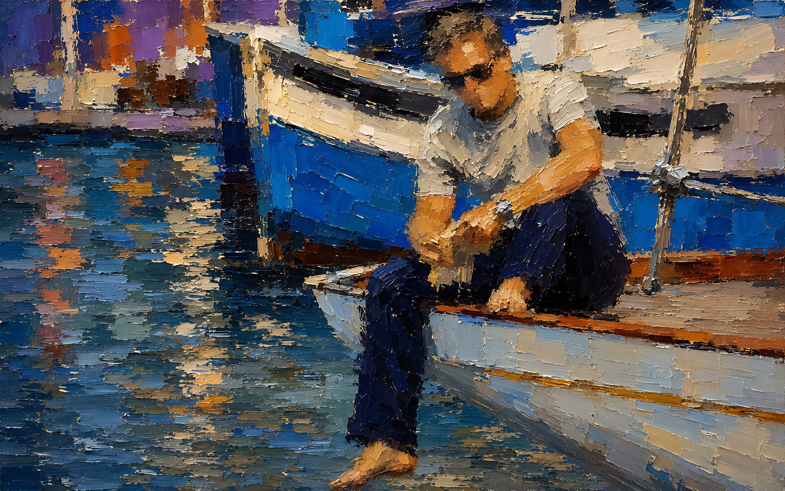 On the Water — Modes of Living — Vol. 1 — old money larp wallpaper, 4K impasto oil painting for MacBook and desktop