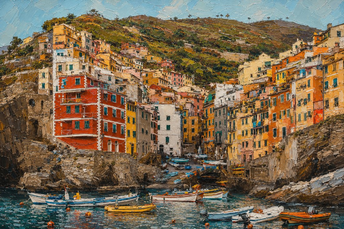 Cinque Terre — The Complete Collection — 4K impasto oil-painting desktop wallpaper