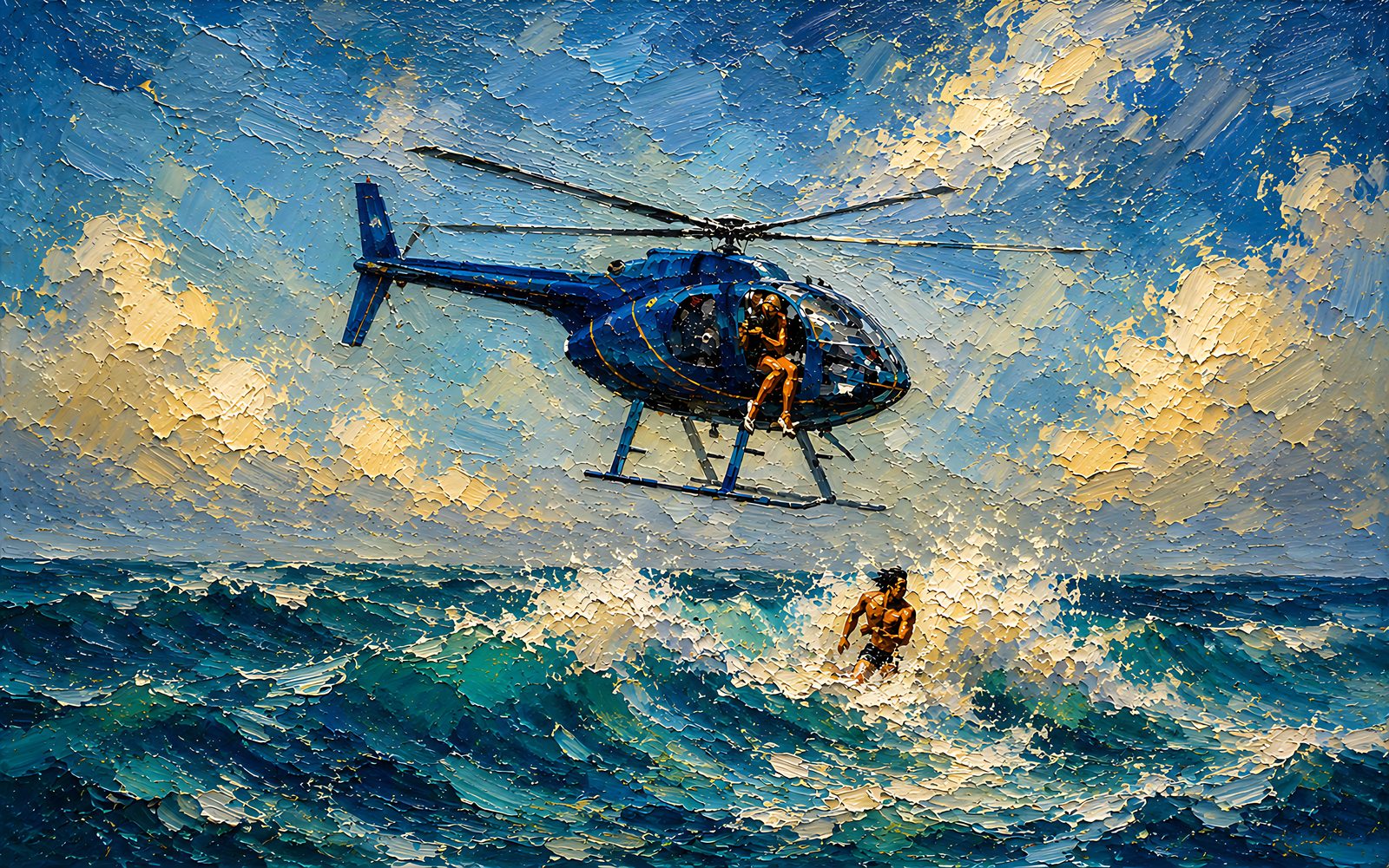 Chopper Surf — The Complete Collection — 4K impasto oil-painting desktop wallpaper