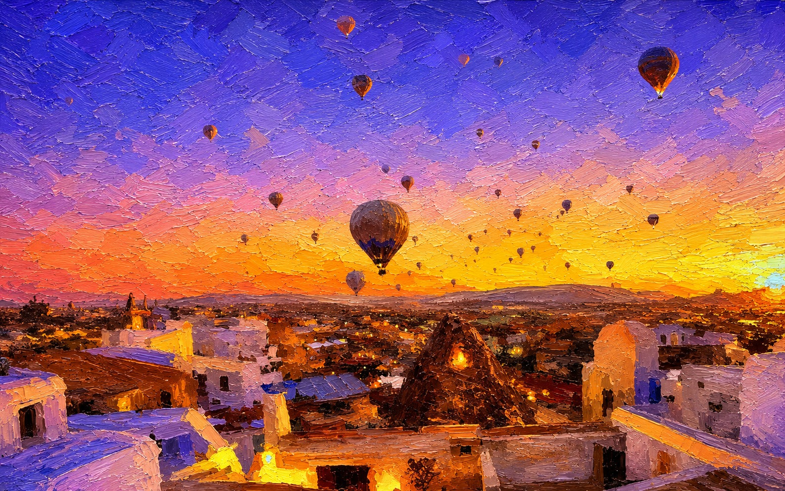 Festival Air — The Complete Collection — 4K impasto oil-painting desktop wallpaper