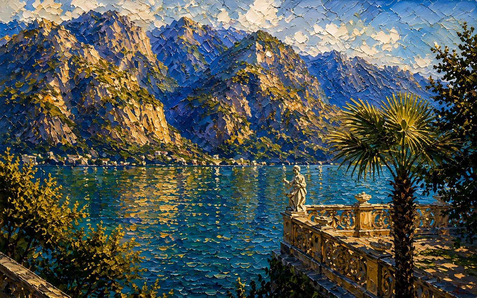 Lago di Como — Modes of Living — Vol. 1 — 4K impasto oil-painting MacBook desktop wallpaper