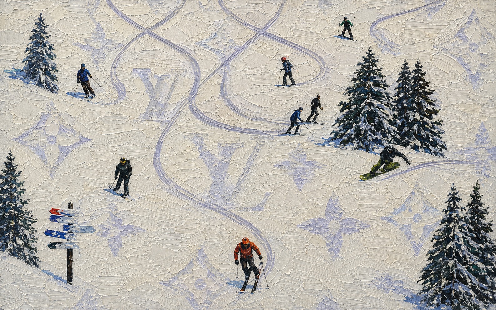 Slopes — Limited Monogram Collection — 4K impasto oil-painting desktop wallpaper