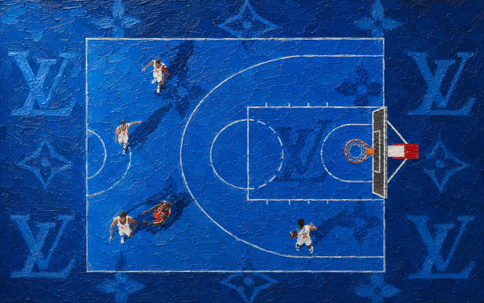 Basketball — Limited Monogram Collection — 4K impasto oil-painting desktop wallpaper