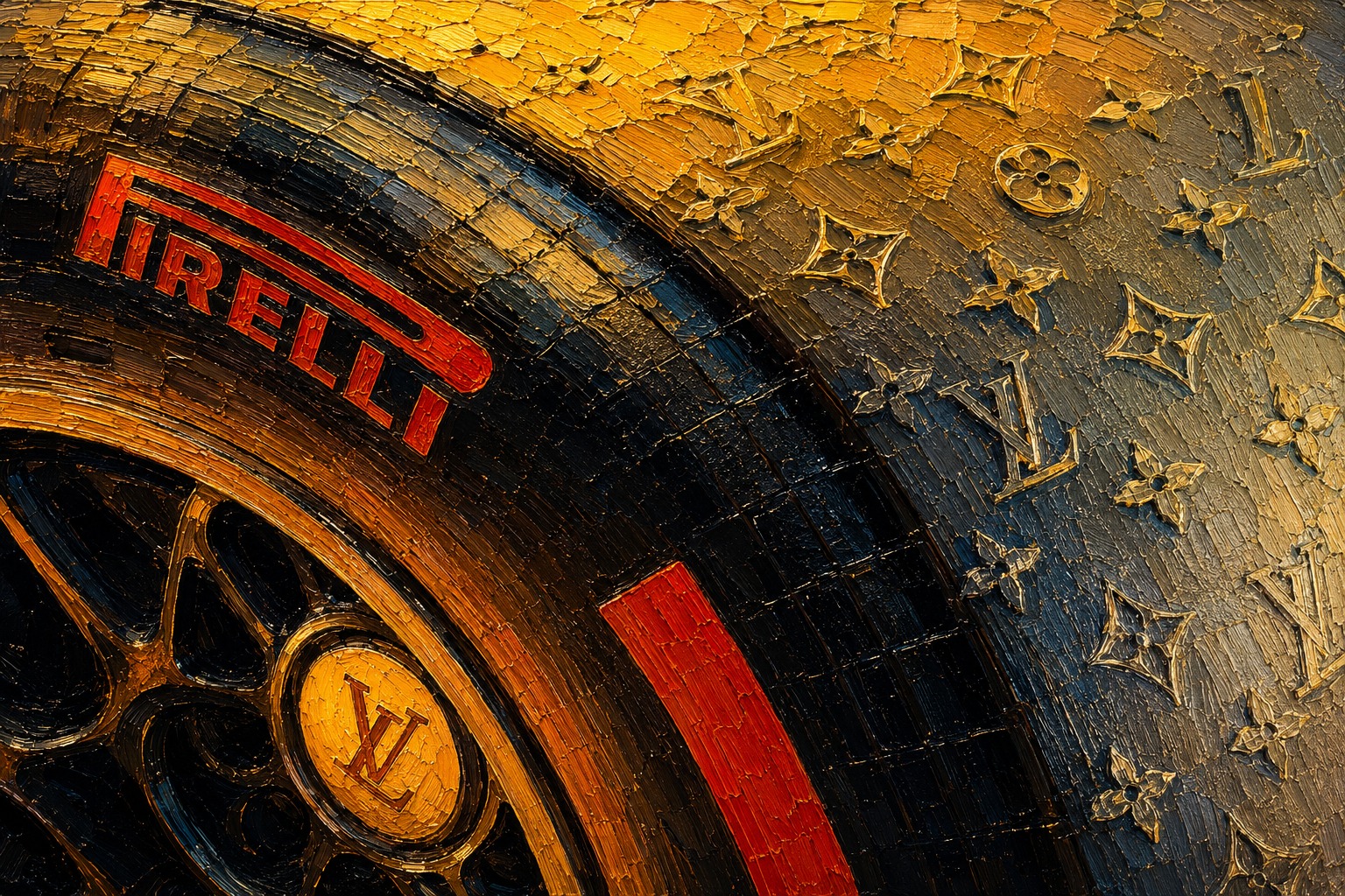 Wheeled — The Complete Collection — 4K impasto oil-painting desktop wallpaper