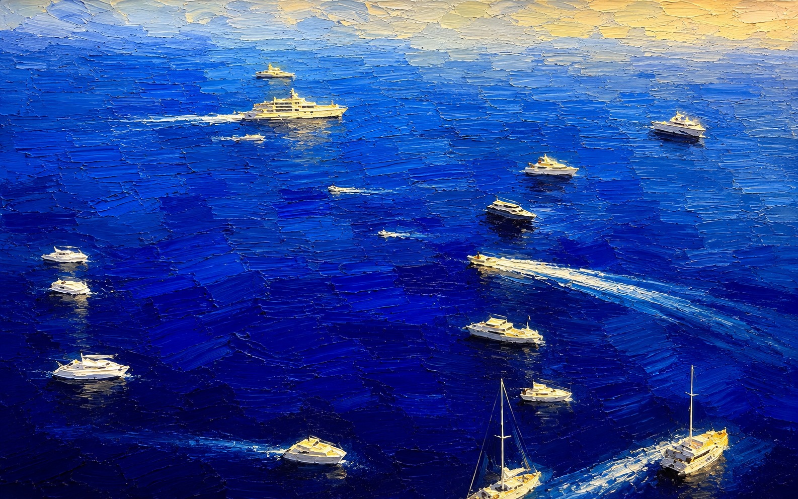 The Marina — The Complete Collection — 4K impasto oil-painting desktop wallpaper